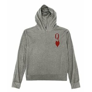 Urban Smalls Women Heather Gray Queen of Hearts Crop Hoodie Size 3XL